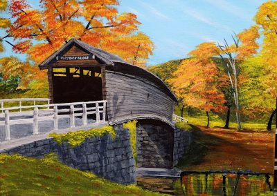 Rozzy Smith Artist Covered Bridge landscape in Acrylis